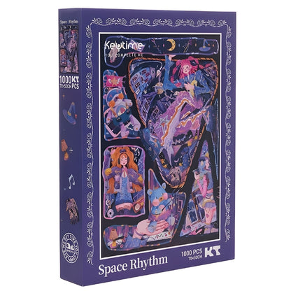The Keytime 1000-piece puzzle box in deep purple, showing the completed Space Rhythm artwork on the front.