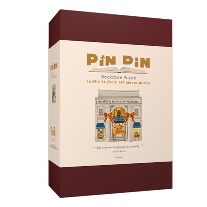 Pin Pin puzzle box featuring Munro’s Books of Victoria design, 169 pieces.