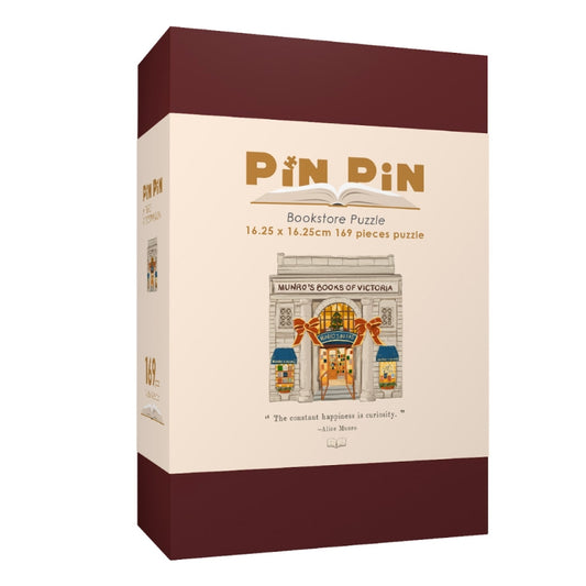 Pin Pin puzzle box featuring Munro’s Books of Victoria design, 169 pieces.