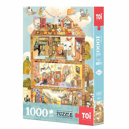 Box packaging of The Library of Purring Pages 1000-piece puzzle