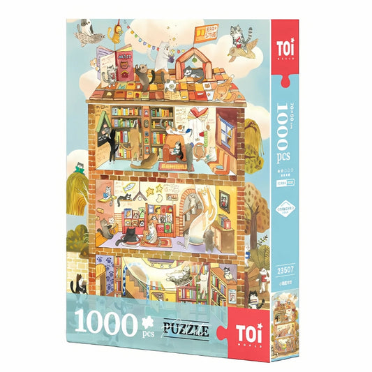 Box packaging of The Library of Purring Pages 1000-piece puzzle