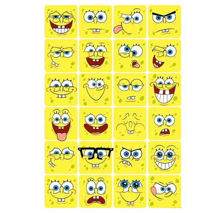 SpongeBob Mood Diary puzzle artwork with colourful cartoon grid of SpongeBob's expressive moods