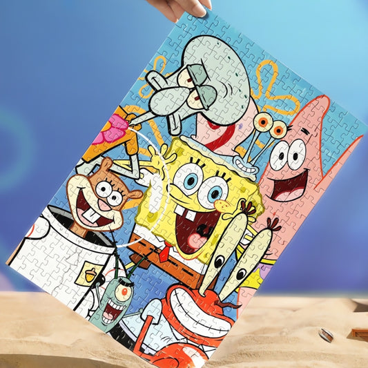 Hand holding the completed puzzle, showcasing the vibrant artwork.
