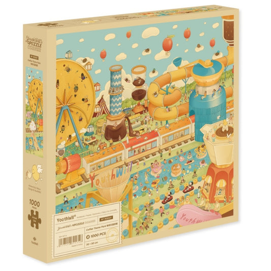 Product packaging of Youthwill Coffee Theme Park 1000 piece puzzle.