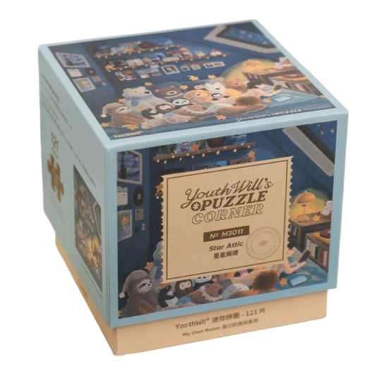 Box of Youthwill Star Attic mini puzzle in blue packaging.