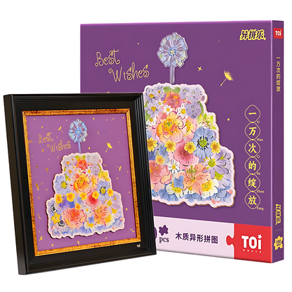 A Thousand Blossoms (Birthday Wish) | TOI | Irregular Puzzle Piece | Wooden Puzzle with Frame - Mystery Matrix