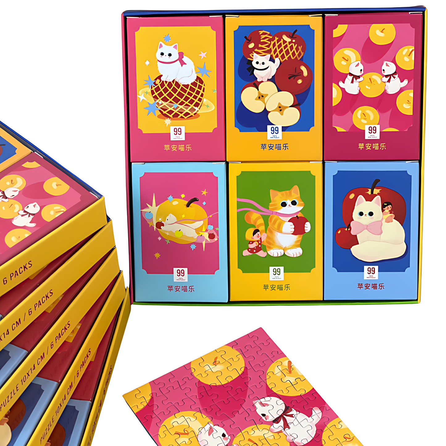 Apple Meow Delight | Puffinkids | 6 in 1 Mini Puzzle | Jigsaw Puzzle - Mystery Matrix