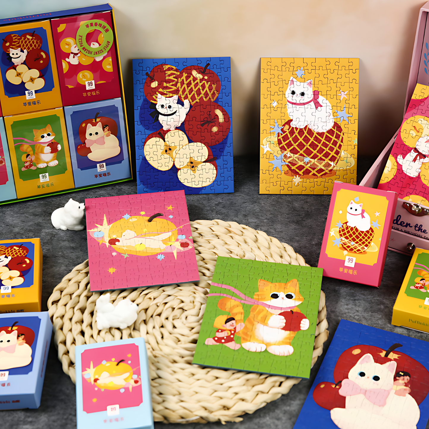 Apple Meow Delight | Puffinkids | 6 in 1 Mini Puzzle | Jigsaw Puzzle - Mystery Matrix