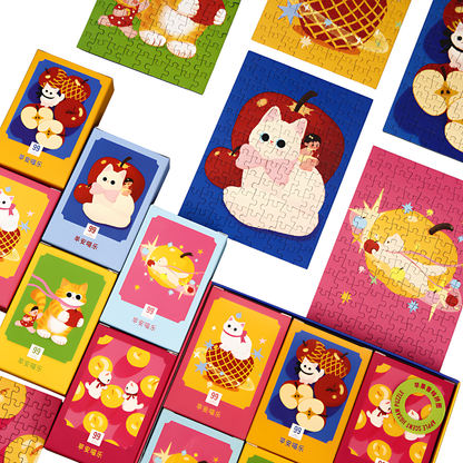 Apple Meow Delight | Puffinkids | 6 in 1 Mini Puzzle | Jigsaw Puzzle - Mystery Matrix