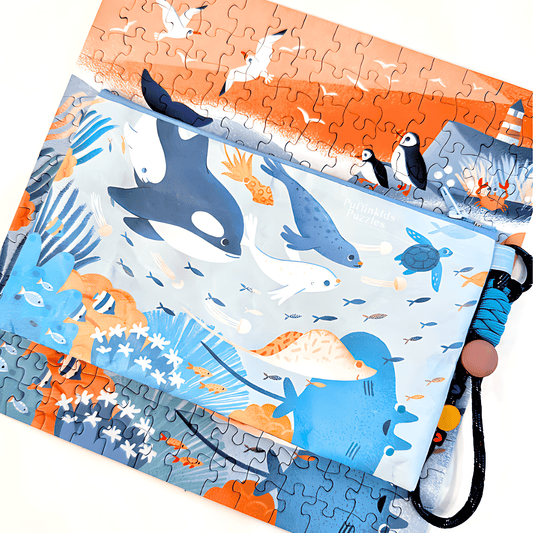 Azure Dreamland | Puffinkids | Tyvek Bag Mini Puzzle | Jigsaw Puzzle - Mystery Matrix