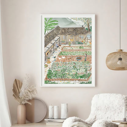 Framed Grain in Ear puzzle artwork styled in a modern living room setting.