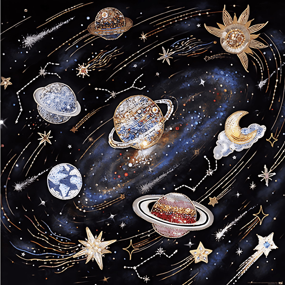 Beaded Embroidery: Starry Universe | TOI | 1024 Piece Puzzle | Jigsaw Puzzle - Mystery Matrix