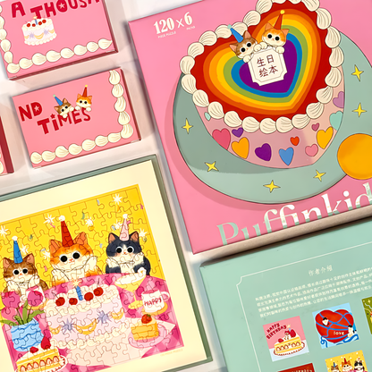 Birthday Storybook | Puffinkids | 6 in 1 Mini Puzzle Book Set | Jigsaw Puzzle - Mystery Matrix