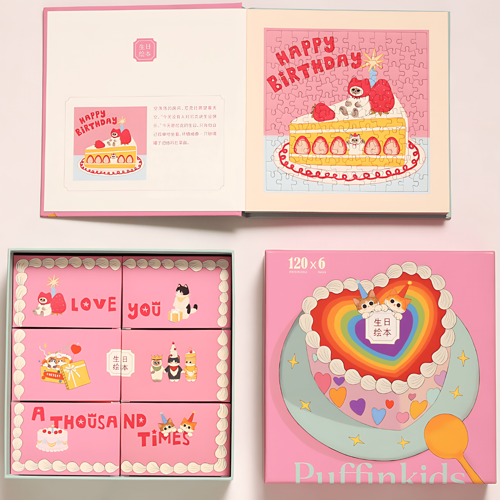 Birthday Storybook | Puffinkids | 6 in 1 Mini Puzzle Book Set | Jigsaw Puzzle - Mystery Matrix