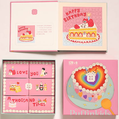 Birthday Storybook | Puffinkids | 6 in 1 Mini Puzzle Book Set | Jigsaw Puzzle - Mystery Matrix