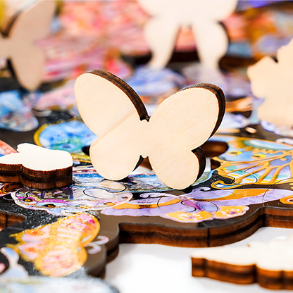 Butterfly Dream | TOI | Irregular Puzzle Piece | Wooden Puzzle with Frame - Mystery Matrix