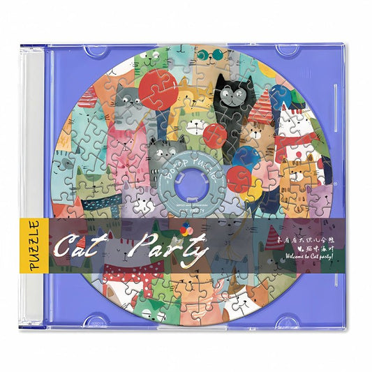Cat Party | Botop | CD - Shaped Mini Puzzle | Mini Puzzle | Jigsaw Puzzle - Mystery Matrix