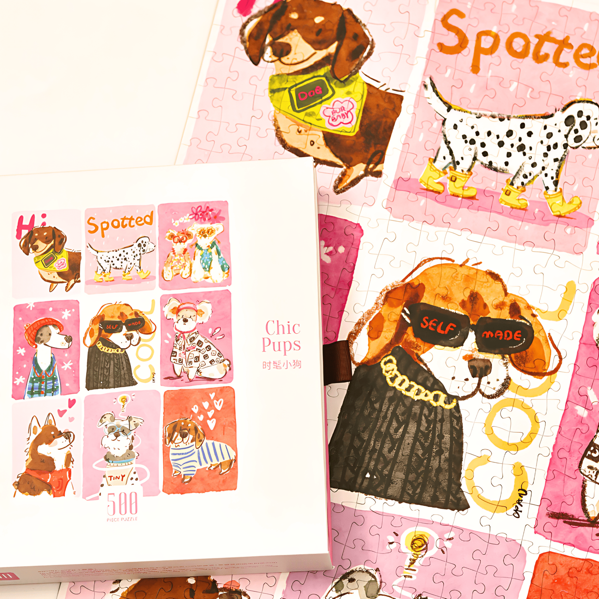 Chic Pups | Puffinkids | 500 Piece Puzzle | Jigsaw Puzzle - Mystery Matrix