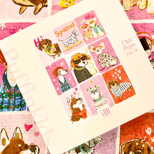 Chic Pups | Puffinkids | 500 Piece Puzzle | Jigsaw Puzzle - Mystery Matrix