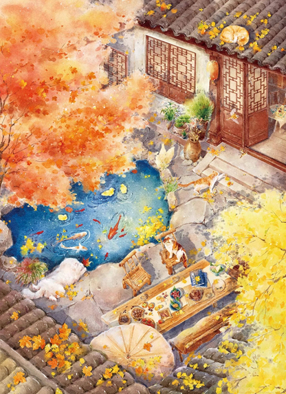 Chinese Aesthetic Series – Golden Autumn Retreat | TOI | 1000 Piece Puzzle | Jigsaw Puzzle - Mystery Matrix