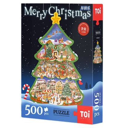 Christmas Town - Embossed Gold Foil | TOI | 500 Piece Puzzle | Jigsaw Puzzle - Mystery Matrix