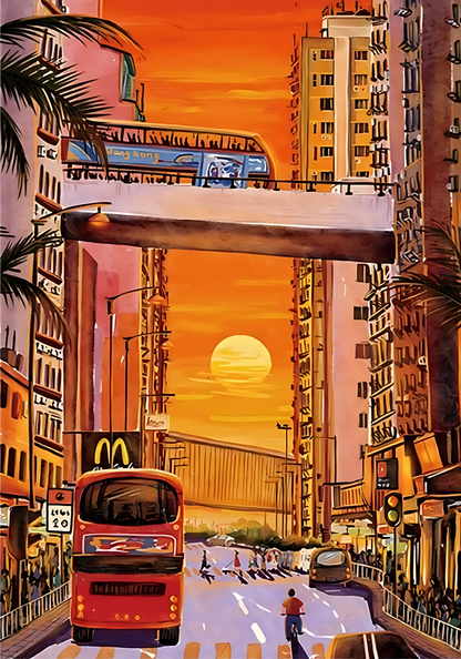 City Sunset | Seren Art | 500 Piece Puzzle | Jigsaw Puzzle - Mystery Matrix