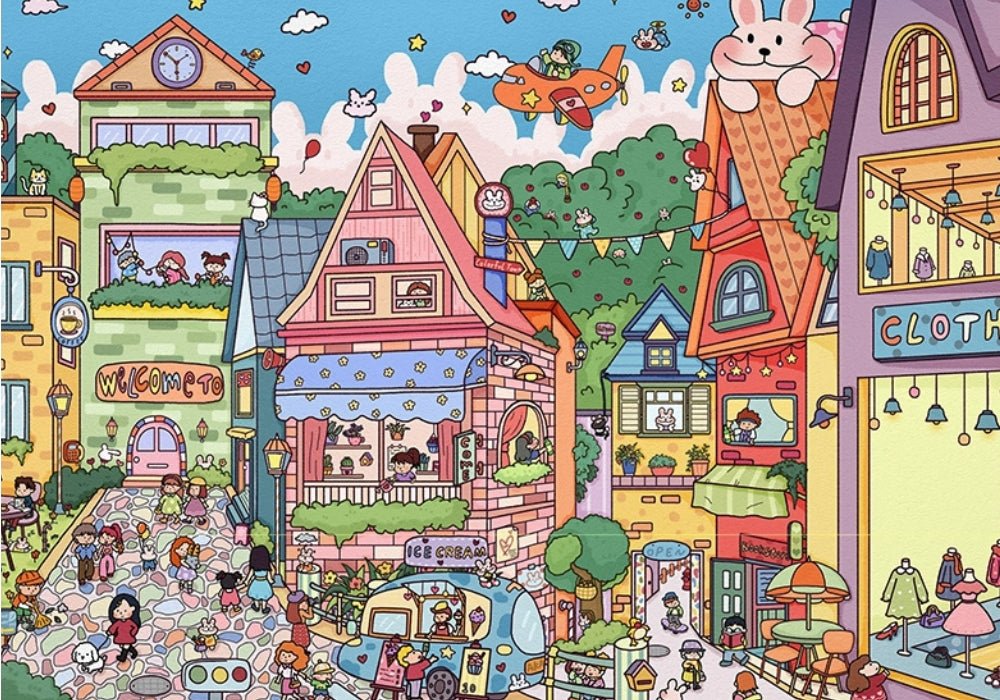 Colourful Town | Gill & Lill | 1000 Piece Puzzle | Jigsaw Puzzle