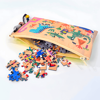 Dinosaur Party | Puffinkids | Tyvek Bag Mini Puzzle | Jigsaw Puzzle - Mystery Matrix
