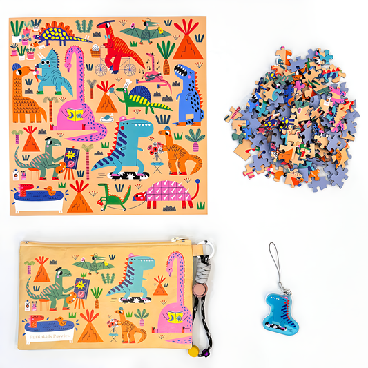 Dinosaur Party | Puffinkids | Tyvek Bag Mini Puzzle | Jigsaw Puzzle - Mystery Matrix