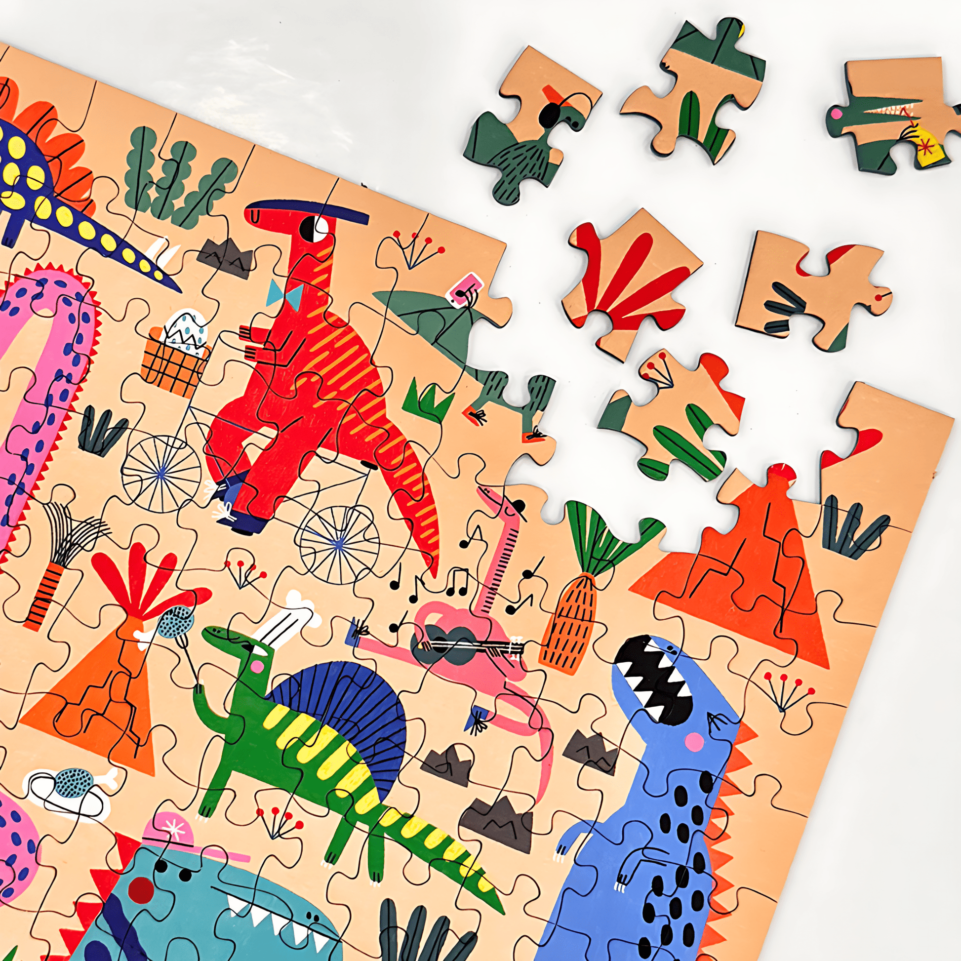 Dinosaur Party | Puffinkids | Tyvek Bag Mini Puzzle | Jigsaw Puzzle - Mystery Matrix