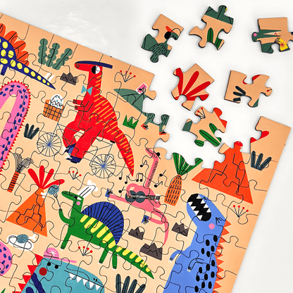 Dinosaur Party | Puffinkids | Tyvek Bag Mini Puzzle | Jigsaw Puzzle - Mystery Matrix