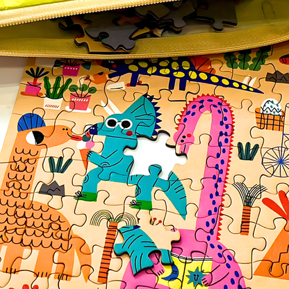 Dinosaur Party | Puffinkids | Tyvek Bag Mini Puzzle | Jigsaw Puzzle - Mystery Matrix