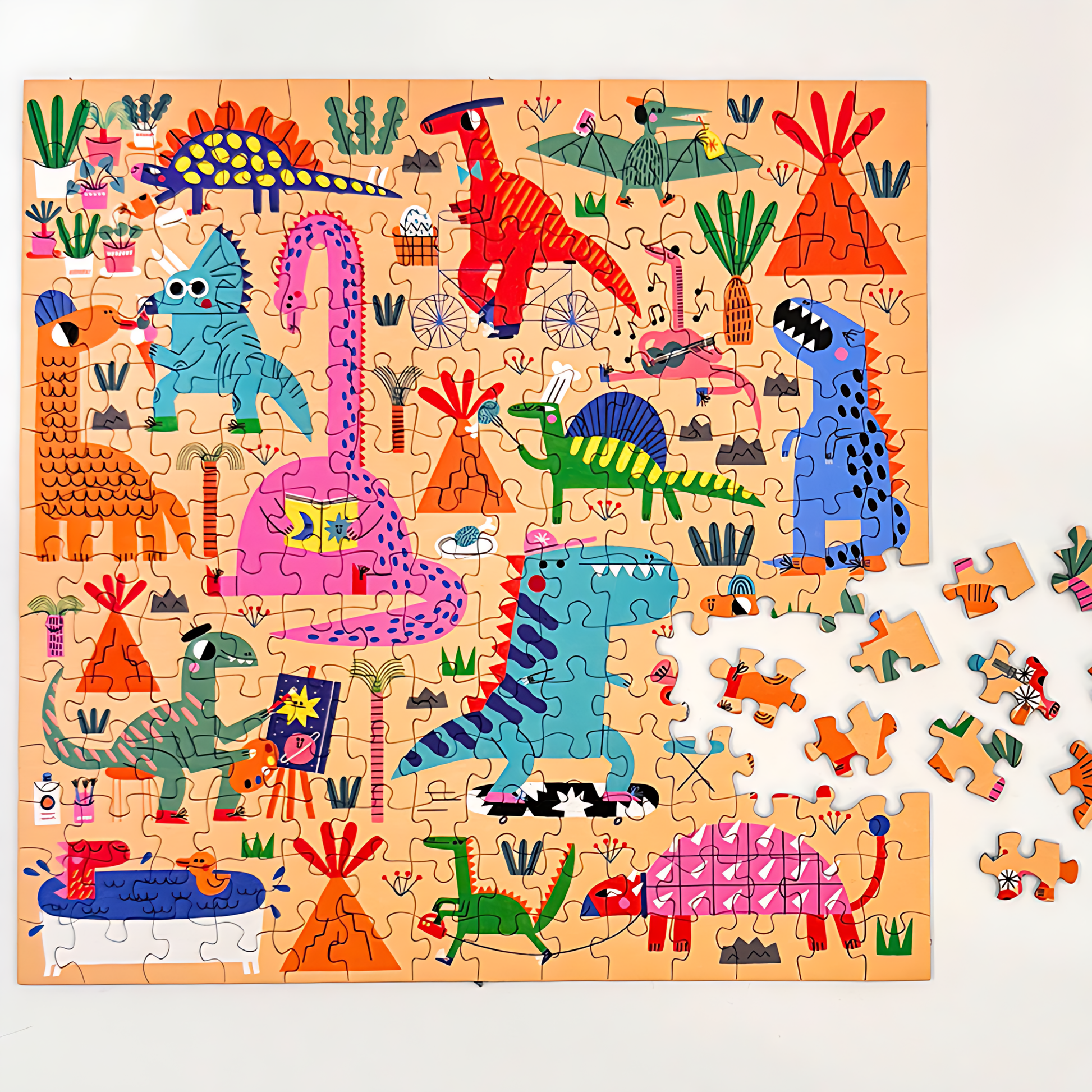 Dinosaur Party | Puffinkids | Tyvek Bag Mini Puzzle | Jigsaw Puzzle - Mystery Matrix