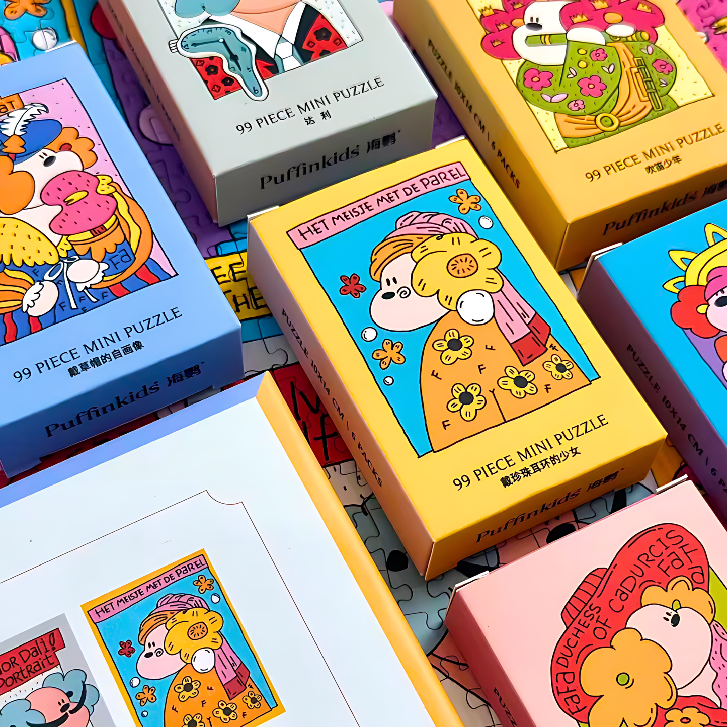 Fafadog Artist Series - Salvador Dalí | Puffinkids | 6 in 1 Mini Puzzle | Jigsaw Puzzle - Mystery Matrix