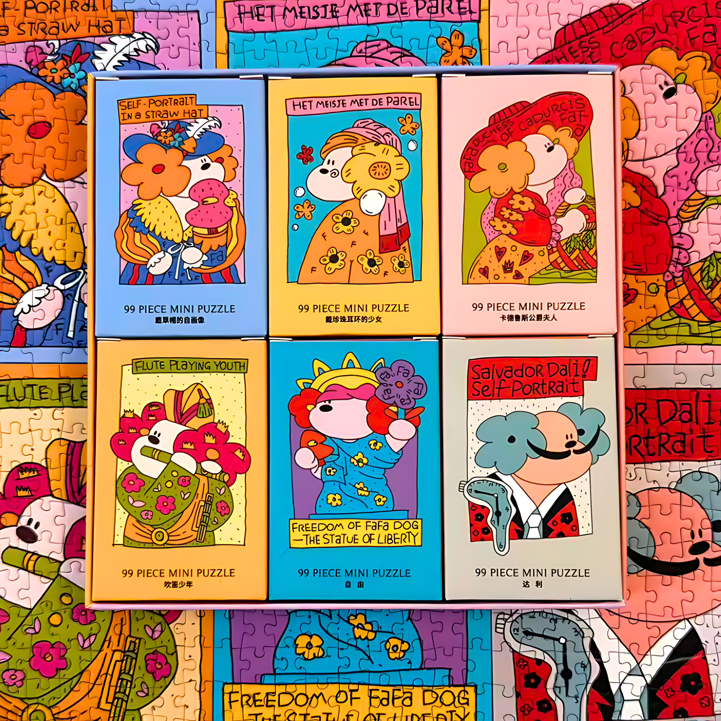 Fafadog Artist Series - Salvador Dalí | Puffinkids | 6 in 1 Mini Puzzle | Jigsaw Puzzle - Mystery Matrix