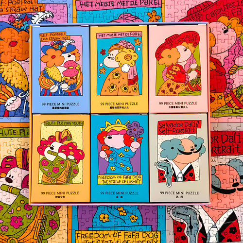 Fafadog Artist Series - Salvador Dalí | Puffinkids | 6 in 1 Mini Puzzle | Jigsaw Puzzle - Mystery Matrix