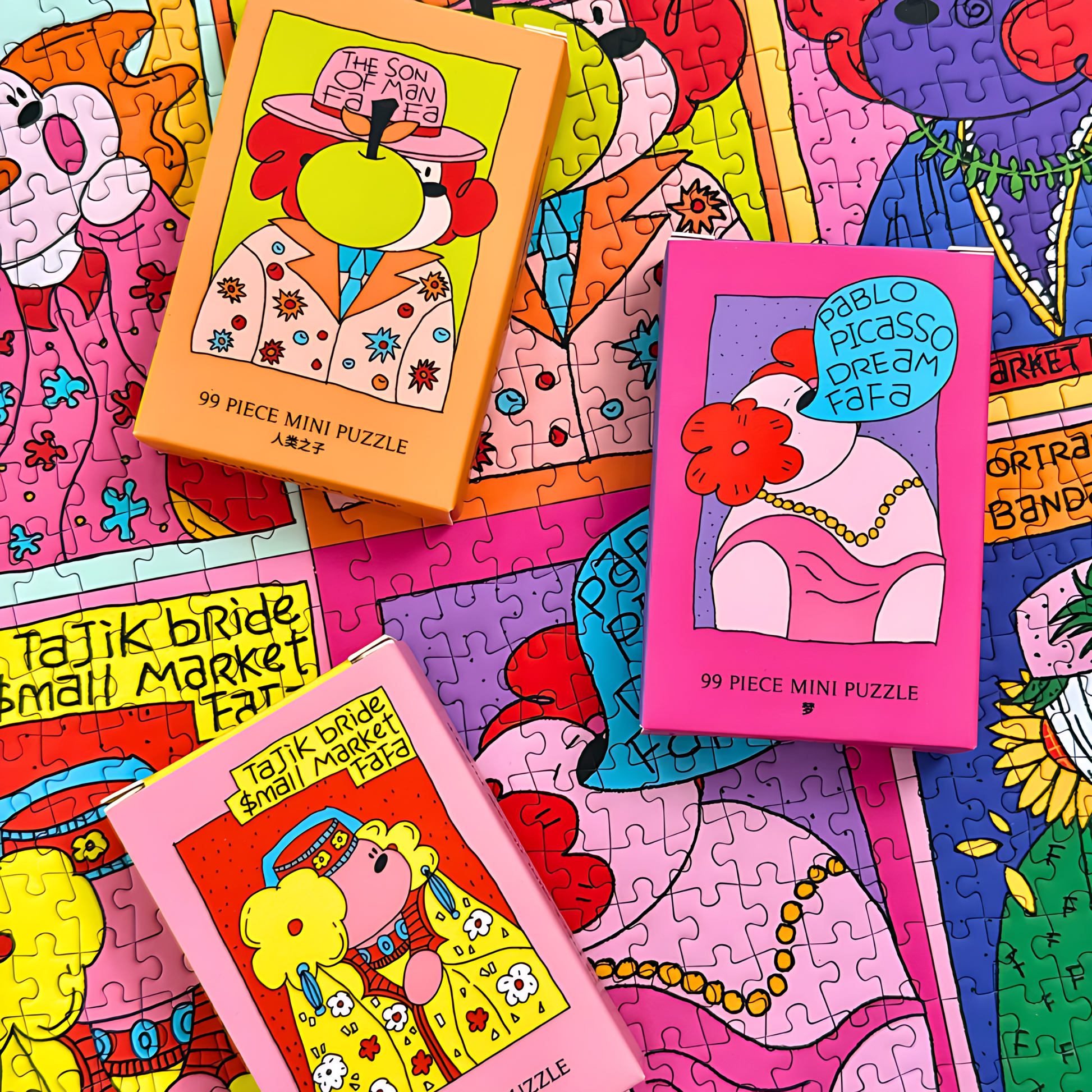 Fafadog Artist Series - Van Gogh | Puffinkids | 6 in 1 Mini Puzzle | Jigsaw Puzzle - Mystery Matrix