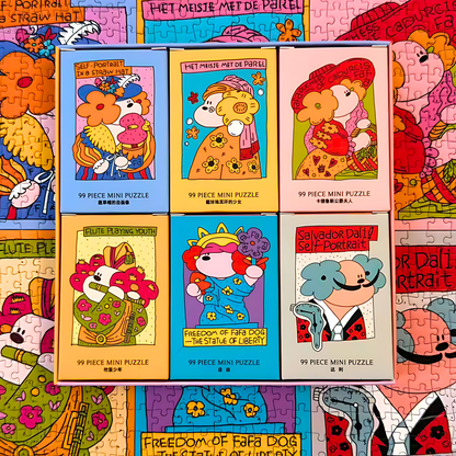 Fafadog Artist Series - Salvador Dalí | Puffinkids | 6 in 1 Mini Puzzle | Jigsaw Puzzle