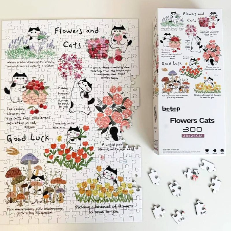 Flowers Cats | Botop | 300 Piece Puzzle | Jigsaw Puzzle - Mystery Matrix