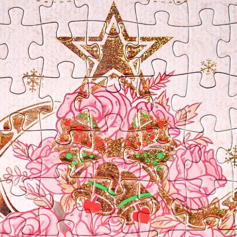 Golden Rosey Christmas Tree with Frame | TOI | 300 Piece Puzzle | Jigsaw Puzzle - Mystery Matrix