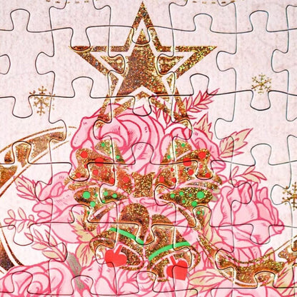 Golden Rosey Christmas Tree with Frame | TOI | 300 Piece Puzzle | Jigsaw Puzzle - Mystery Matrix