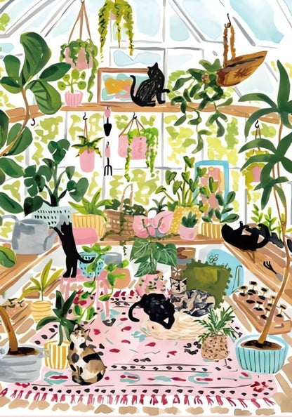 Greenhouse Cats | Botop | 1000 Piece Puzzle | Jigsaw Puzzle - Mystery Matrix