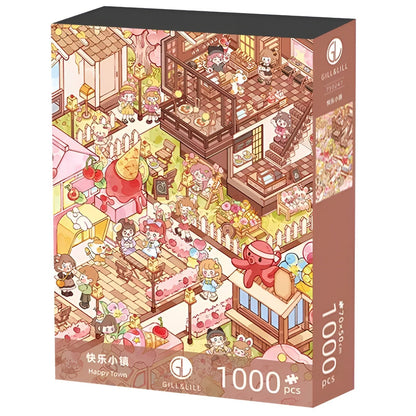 Happy Town | Gill & Lill | 1000 Piece Puzzle | Jigsaw Puzzle - Mystery Matrix