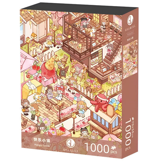 Happy Town | Gill & Lill | 1000 Piece Puzzle | Jigsaw Puzzle - Mystery Matrix