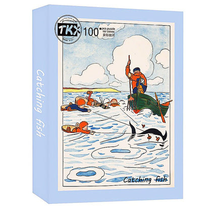 Island Holiday Series - Catching Fish | TKX | 100 Piece Mini Puzzle | Jigsaw Puzzle - Mystery Matrix