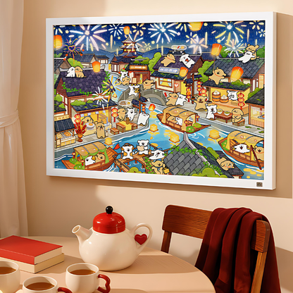 Maltese Puppy - Romantic Fireworks Night | TOI | 1000 Piece Puzzle | Jigsaw Puzzle - Mystery Matrix