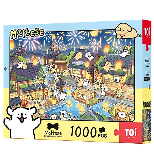 Maltese Puppy - Romantic Fireworks Night | TOI | 1000 Piece Puzzle | Jigsaw Puzzle - Mystery Matrix