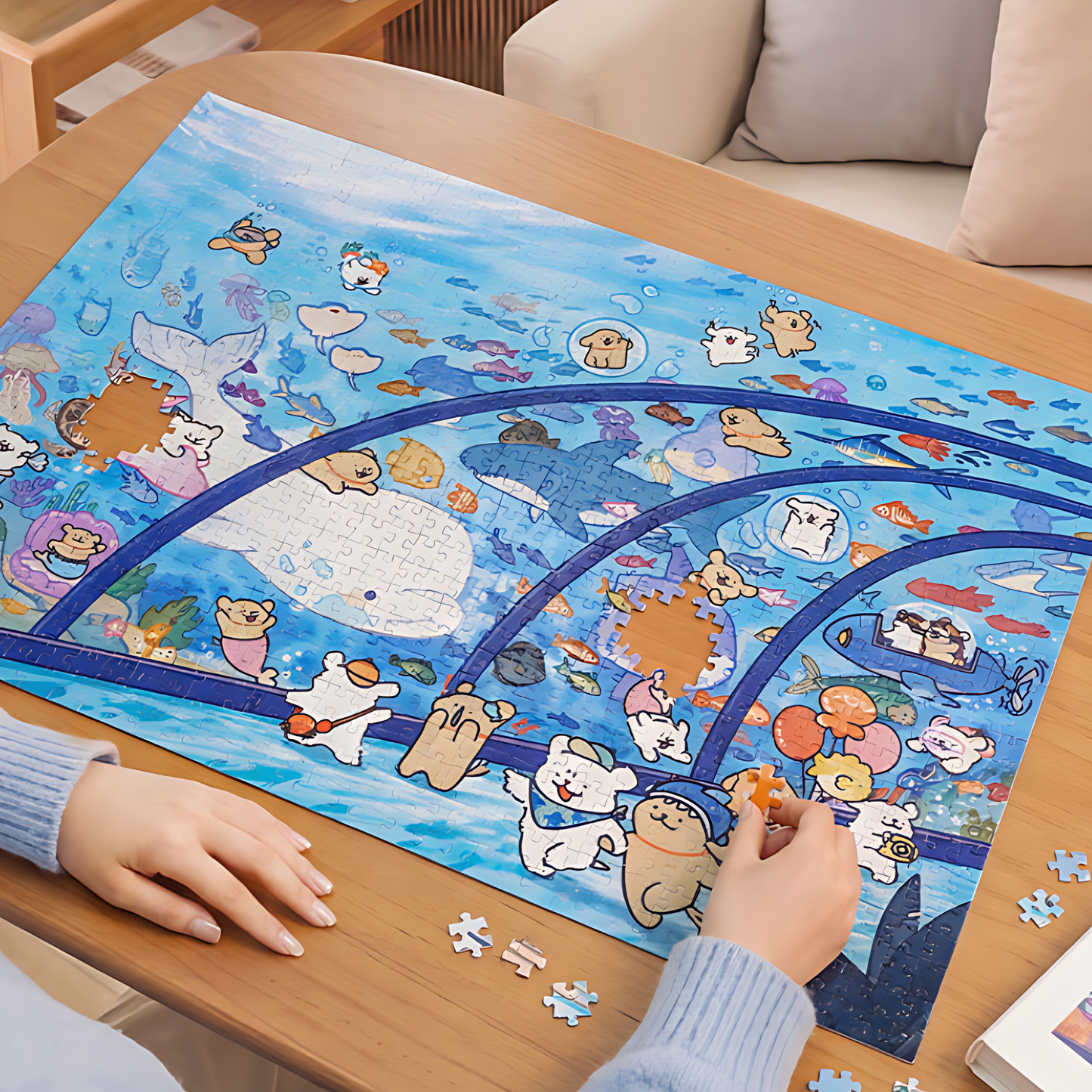 Maltese Puppy - The Puppy Aquarium | TOI | 1000 Piece Puzzle | Jigsaw Puzzle - Mystery Matrix