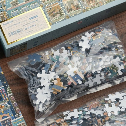 Merry Snowy Night | Youthwill | 500 Piece Puzzle | Jigsaw Puzzle - Mystery Matrix