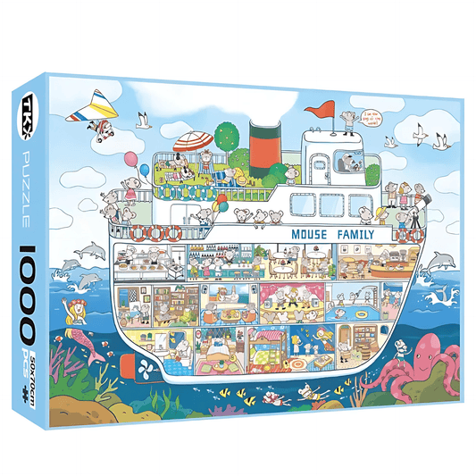 Mouse Family Ocean Cruise Ship | TKX | 1000 Piece Puzzle | Jigsaw Puzzle - Mystery Matrix